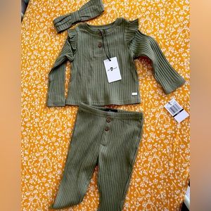 Matching green outfit